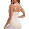 thumbnail image 3 of INSPIRE CHIC Women's Spaghetti Straps Flowy Swing Camisole with Padded Comfortable Long U-Neck Wrinkled Tank Top M Beige, 3 of 6