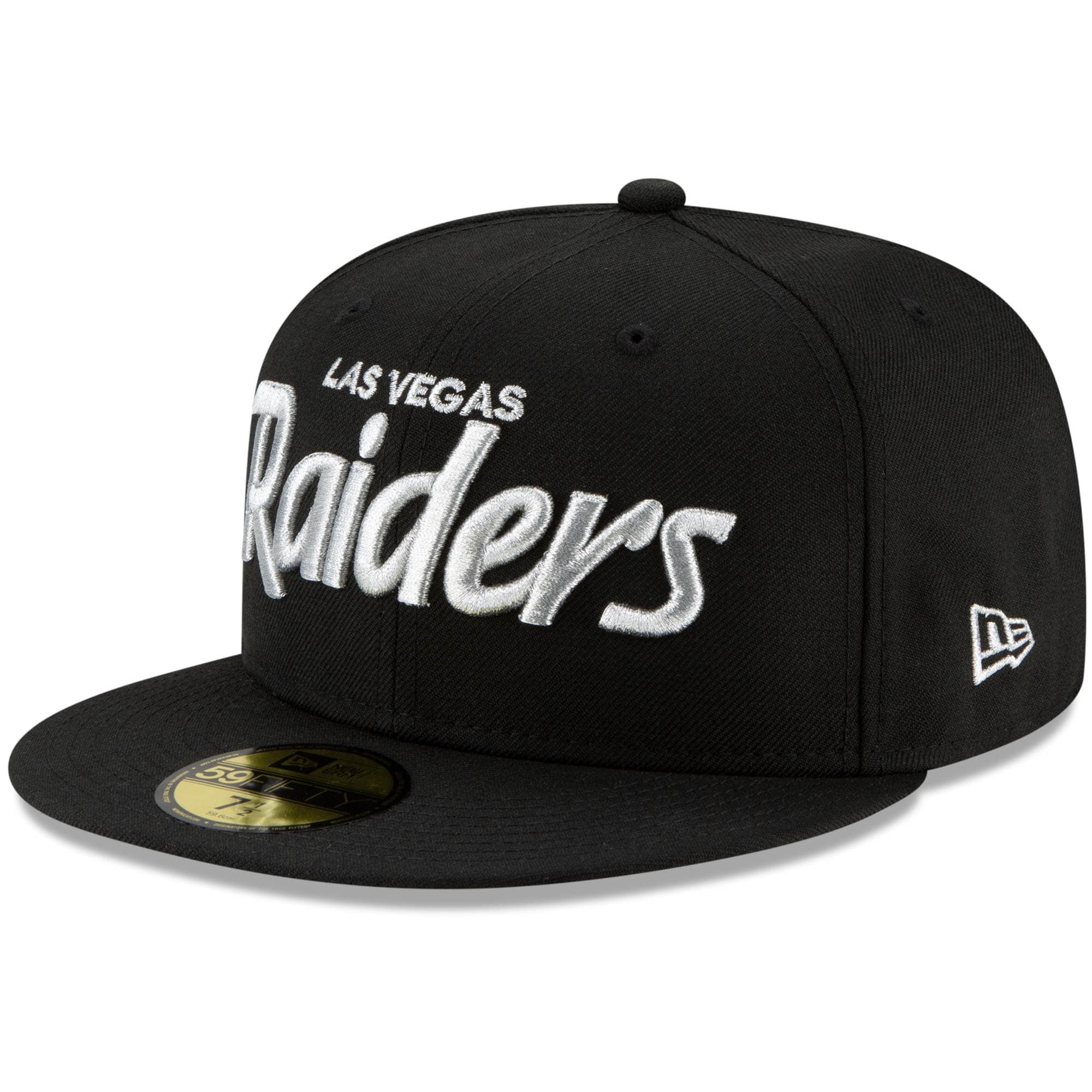 Las Vegas Raiders Black on Black Metal Badge New Era 59FIFTY Fitted cap hat 