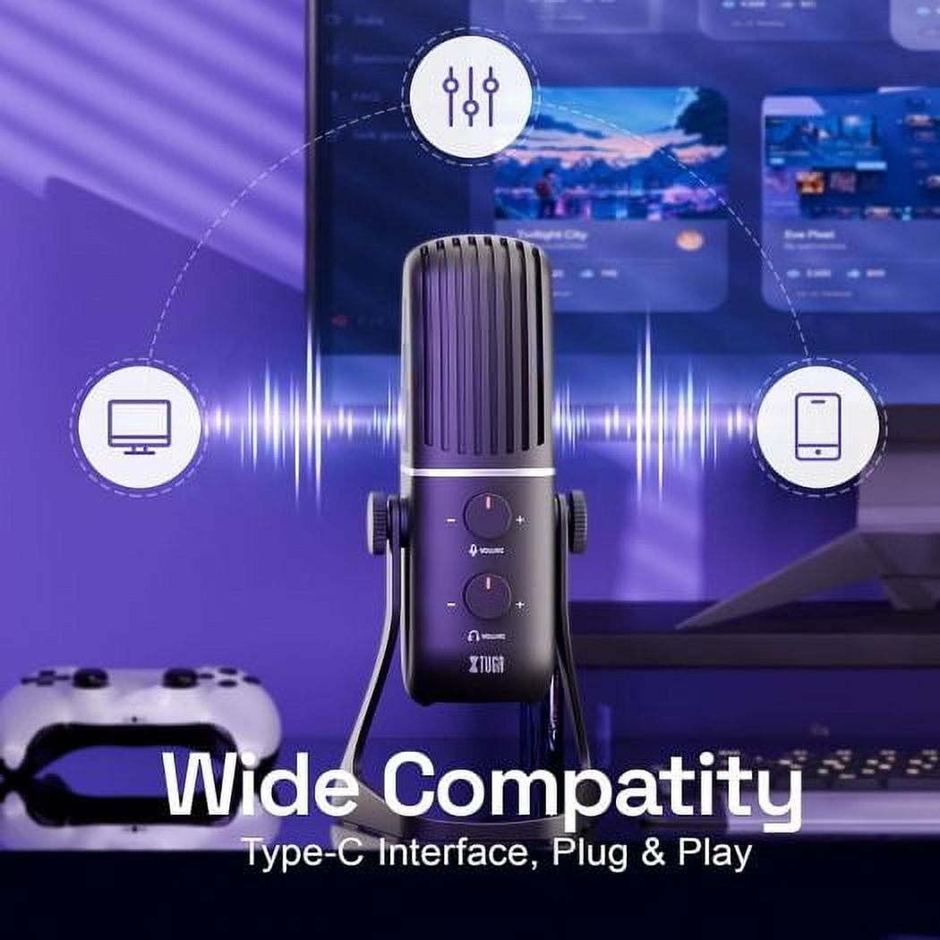 XTUGA X-4 USB Condenser Microphone for Gaming, Streaming, Podcast Mic with 4 Pickup Patterns Studio, Noise Reduction Plug & Play Metal