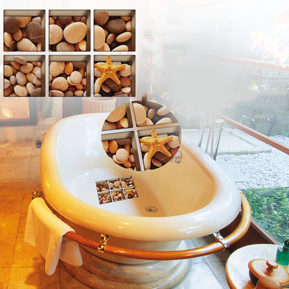6 Pcs 3D Bathtub Stickers Nonslip Waterproof Removable Bathtub Decals Wall Stickers for