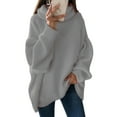thumbnail image 1 of Innerwin Chandail à Manches Longues pour Femmes Col Roulé Tricoté Gris 2TG, 1 of 2