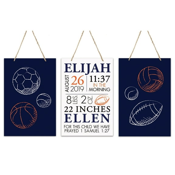 Childrens Wall Decor For Boys and Girls Bedroom - Blue Sports