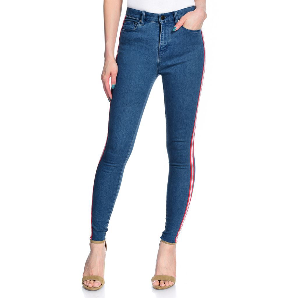 mod x Denim 5-Pocket Stripe Detailed Ankle-Length Skinny Jeans -