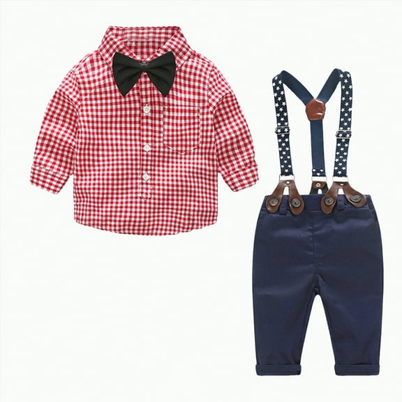 UAYOTSE 2Pcs Toddler Baby Boy Sweatshirt Clothes Long Sleeve Pullover Sweatshirt Top Jogger Pants Fall Outfits(9-12 Months,B79-Red)