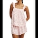 thumbnail image 1 of Conjunto de Pijama de 2 Piezas Y2K para Mujer, Sin Mangas, A Rayas, con Volantes, Camiseta Sin Mangas y Pantalones Cortos, Conjuntos de Estar por Casa. Rosa XL, 1 of 9