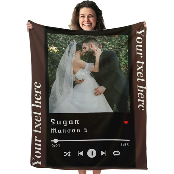 Custom Blanket with Picture Upload, Customized Blankets with Photos, Personalized Throw Photo Blankets for Anniversary Birthday Wedding Sisters Couples Gift