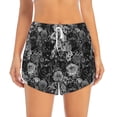 thumbnail image 2 of Yiaed Black Cats In A Garden Print Women's Running Shorts with Liner 3 Zipper Pockets Elastic Workout Athletic Gym Yoga Shorts-Large, 2 of 7