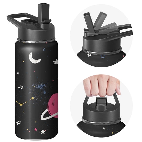 Galaxy Insulated Water Bottle with Straw & Cleaning Brush – 18oz | Leakproof, BPA-Free, 304 Stainless Steel, Wide Mouth, Travel Mug for Car, Gym, Office, Starry, Christmas Thanksgiving Gift