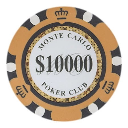 Monte Carlo Premium 14g Poker Chips, $10,000 Clay Composite, 50-pack