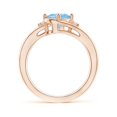 thumbnail image 2 of Angara Natural 1 Ct. Aquamarine with Diamond Side Stone Ring in 14K Rose Gold for Women (Ring Size: 3), 2 of 10