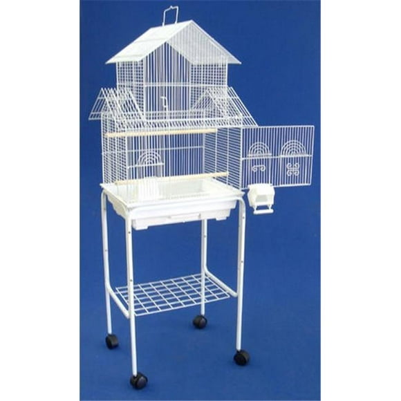 YML 5844-4814WHT Pagode Petite Cage à Oiseaux avec Support en Blanc