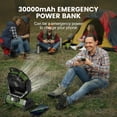 thumbnail image 5 of Dreamfair 30000mAh Camping Fan with LED Lantern, Rechargeable Battery Operated Oscillating Fan with Remote & Hook, Portable Tent Fan with Timer, 4 Speeds for Outdoor Camp RV Jobsite Power Outage, Gre, 5 of 8