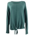 thumbnail image 2 of STYLE & COMPANY Womens Green Tie-front Long Sleeve Scoop Neck Sweater Petites PM, 2 of 3