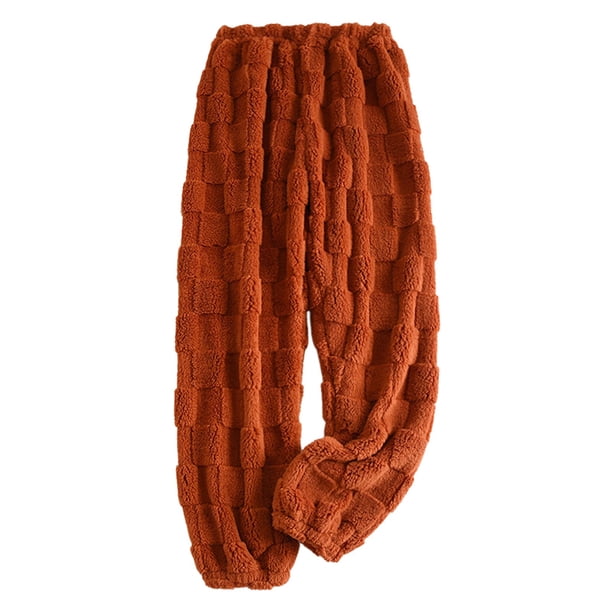 Gibobby Pantalones de invierno para mujer termicos Pantalones de dormir para mujer, pantalones largos de lana gruesa de felpa Coral para invierno(Naranja,M)