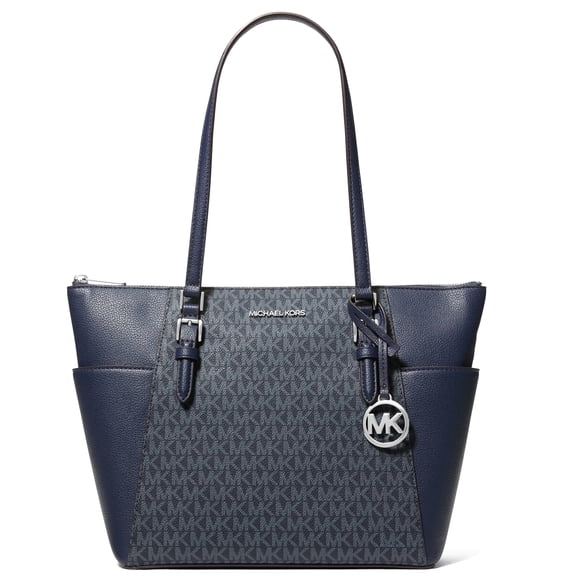 Michael Kors Women's Charlotte Large Logo and Leather Top-Zip Tote Bag (Admiral)