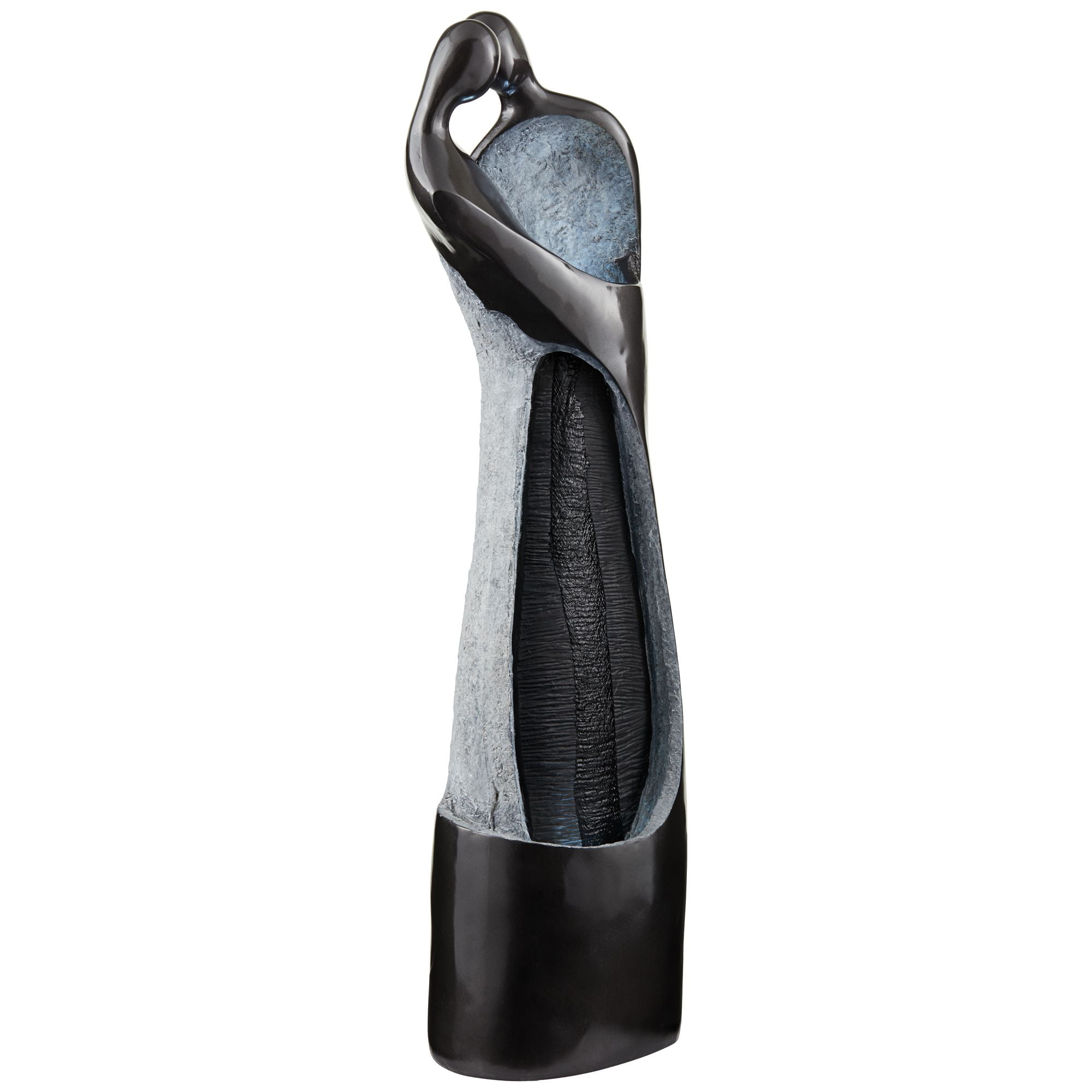 Modern Couple 47" High Large Indoor Outdoor Decor Black Resin Floor Fountain with Light LED Outside Garden Patio
