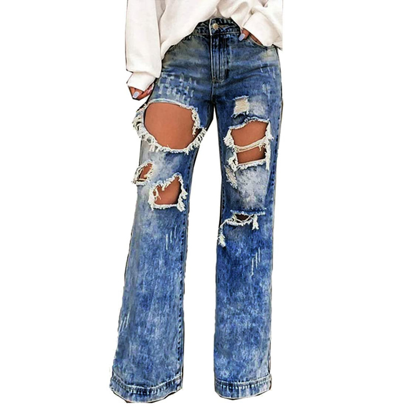 Baggy distressed grunge jeans for ladies