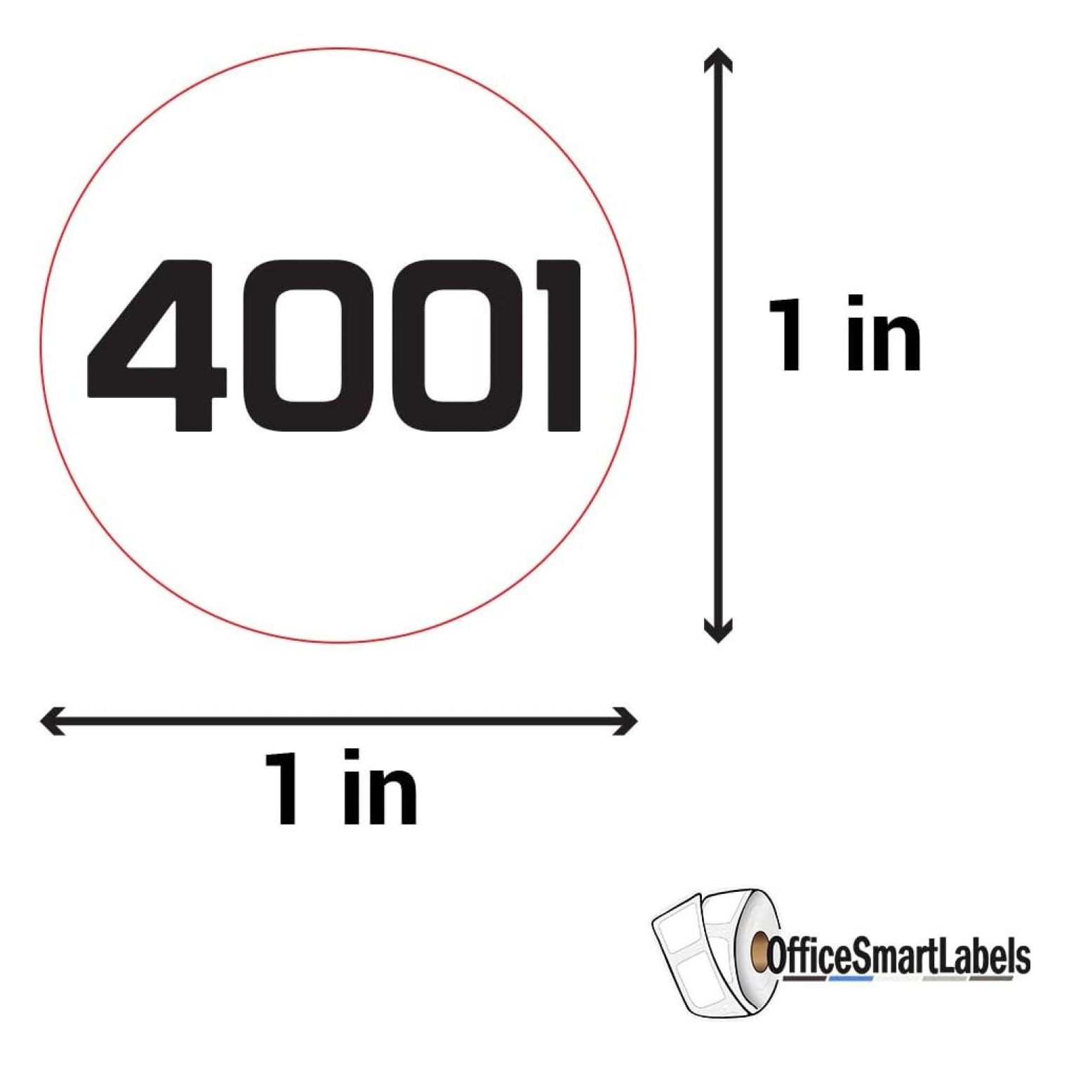 Consecutive Number Stickers 4001-5000 - 1 Inch Round Labels, 1000 Count