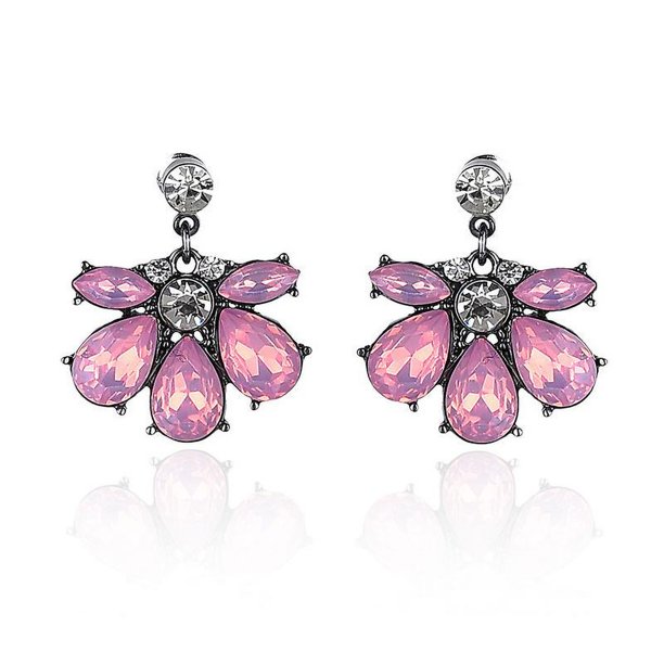 1 par de preciosos pendientes colgantes de pétalos de flores de piedra de cristal acrílico, pendientes de tuerca con diamantes de imitación a la moda, regalo de joyería para mujer