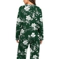 thumbnail image 4 of Ensemble de Pyjama pour Femmes, Pantalon Décontracté à Rayures Imprimées Col en V Manches Longues, Ensemble de Pyjama pour Femmes, 4 of 7
