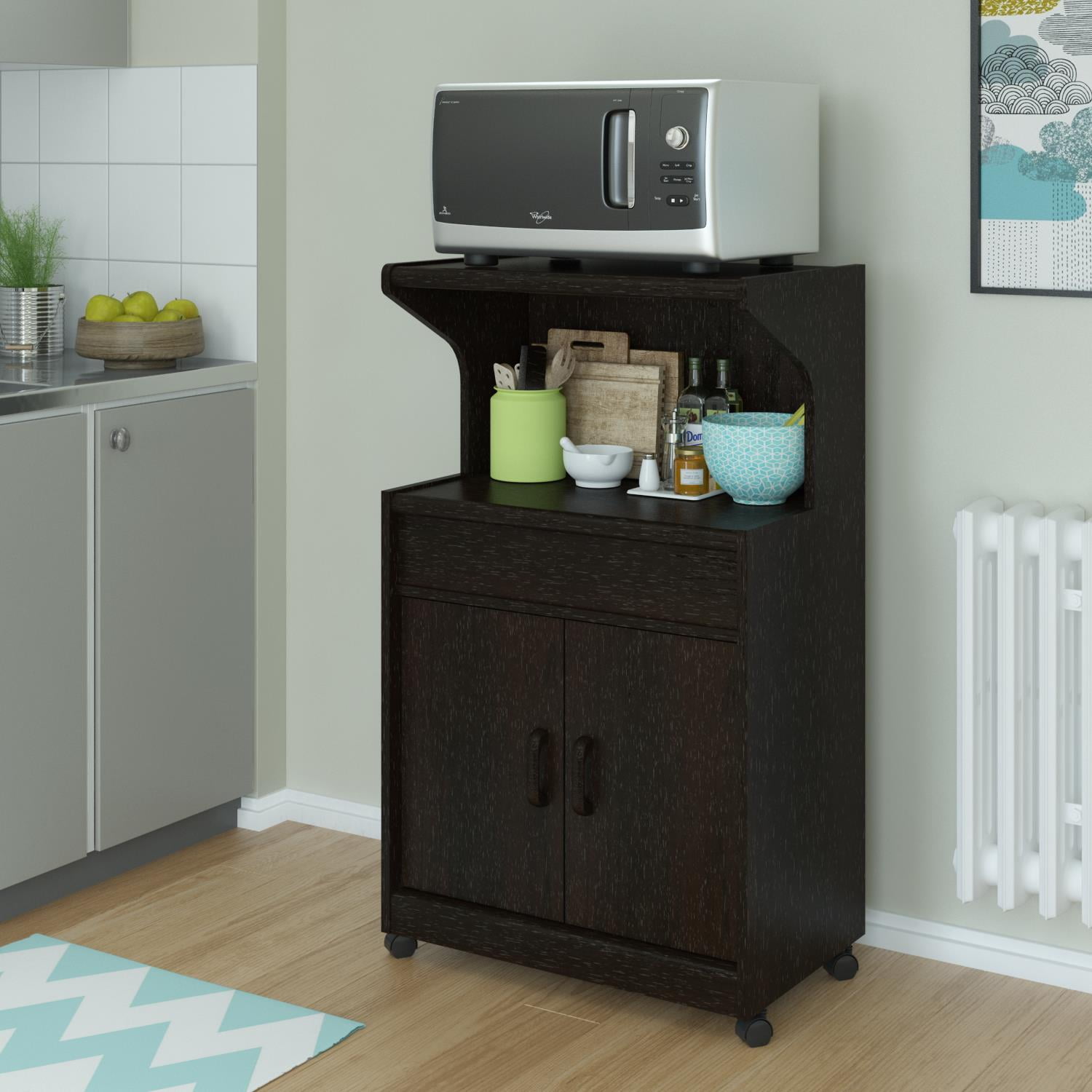 Ameriwood Home Microwave Cabinet with Shelves, Espresso - Walmart.com