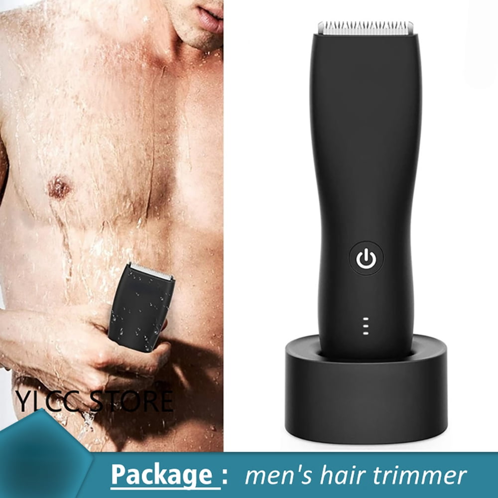 Pubic Hair Trimmer for Men,Electric Groin & Body Hair Shaver for Balls,  Body Hair Clipper with Charging Dock, Waterproof Ultimate Male Hygiene  Razor 