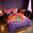 thumbnail image 2 of Manfei Traditional Eastern Dragon Animals 7-Piece Twin Bedding,Fantasy Cloud Bedding Comforter Set,Pink Purple,Black Reversible, 2 of 6