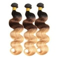 thumbnail image 2 of Unique Bargains Ombre Three Town#1B/4/27 Color Black Brown Blonde Brazilian 3 Bundles 100% Human Hair 10"12"14"inch, 2 of 6