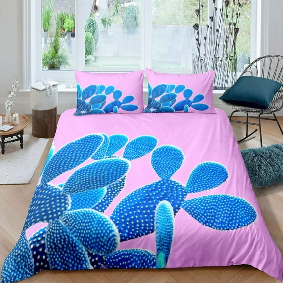 Succulent Green Plant Duvet Cover Tropical Botanical Comforter Cover Watercolor Painting Stylish Nat