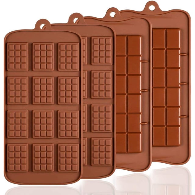 4 Pack Molde de Silicona para Tabletas de Chocolate, Multifunción y Antiadherente