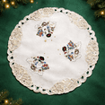 thumbnail image 4 of Doily Boutique Christmas Embroidered Round Fabric Doily with a Snowman on Antique White Material Size 23 inches, 4 of 6