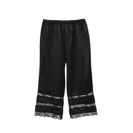 

Womens Lace Pajama Pants Patchwork Loose High Waist Sleepwear Bottoms Elastic Waist Band Nightwear Trousers