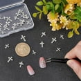 thumbnail image 3 of 40 piezas de adornos para uñas, 4 estilos, diamantes de imitación plateados, tachuelas, adornos 3D de lujo con parte trasera plana, gemas de aleación de metal., 3 of 9