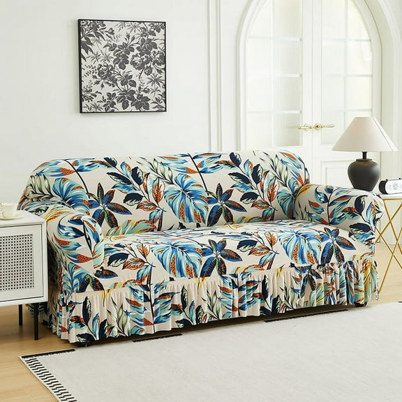 XmhyTop Sofa Cover for sofas Stretch Couch Covers for Living Room Easy Fit Washable Furniture Sofa Protector with Skirt,1 Piece (Style H,1 Seat)