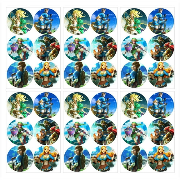 Zelda Stickers Party Favors Labels Birthday Thank You Themed Round Circle Baby Shower 60pcs