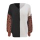 thumbnail image 3 of ICHUANYI Liquidación Camisa Suelta Informal de Punto con Costuras y Estampado de Leopardo con Cuello en V para Mujer ICHUANYI WER202308232023, 3 of 9