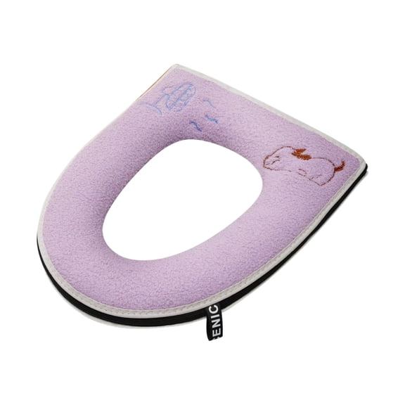 Foam Toilet Seat Cushion | Soft Padded Washable Cover for Round or Elongated Toilets | Non-Slip, Warm, Cute Embroidery