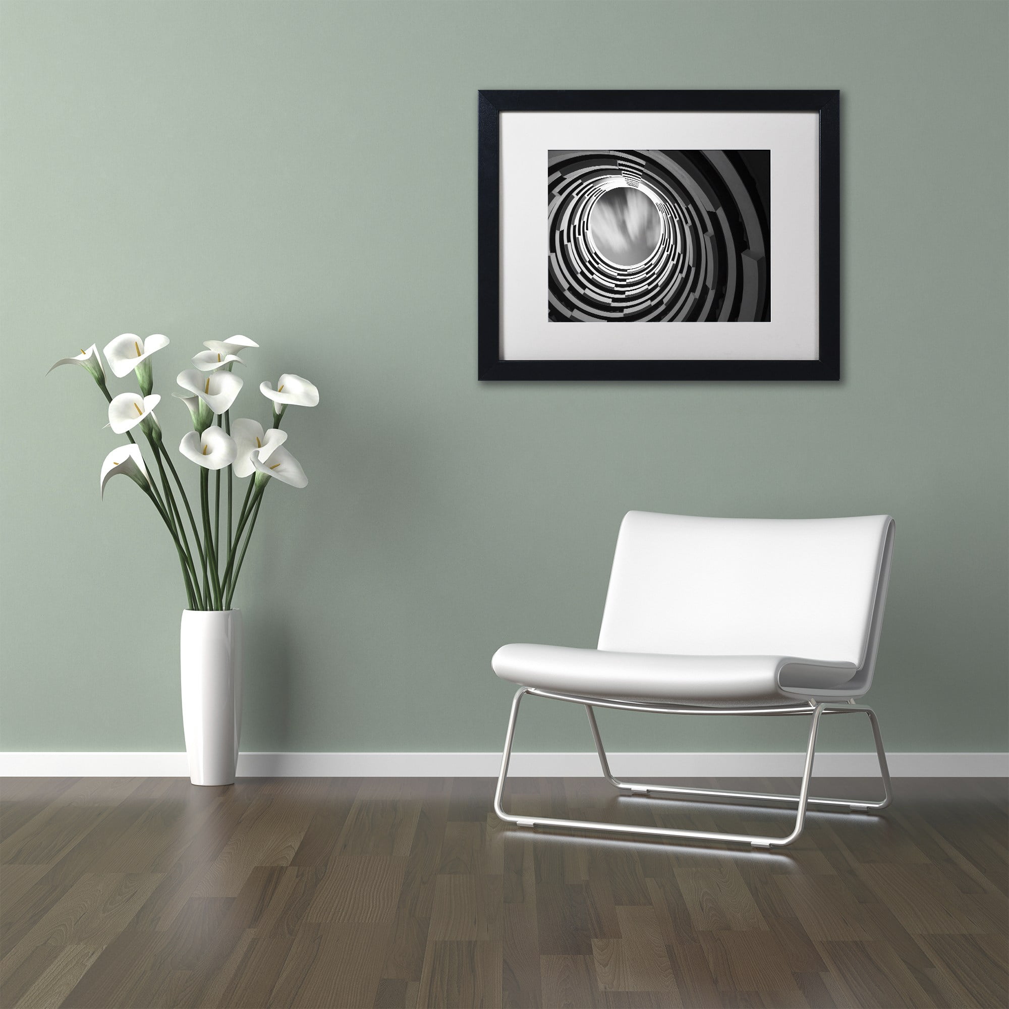 Trademark Fine Art "Pozo" Canvas Art by Moises Levy White Matte, Black Frame