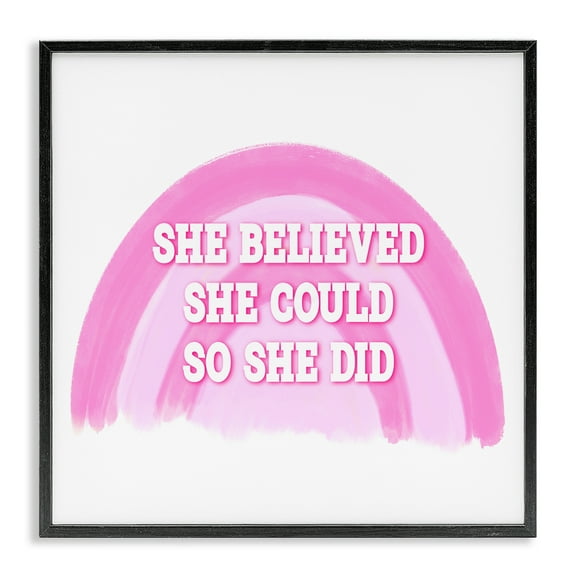 Stupell Industries Believed She Could Text & Numbers Painting Black Framed Art Print Wall Art, 12 x 12