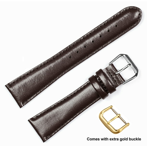 deBeer deBeer brand Smooth Leather Watch Band (Silver & Gold Buckle