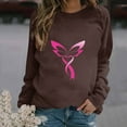 thumbnail image 4 of WREESH Cancer Awareness Graphic Sweatshirt for Women Lightweight Pink Ribbon Long Sleeve Casual Top Brown, 4 of 5