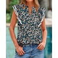 thumbnail image 3 of FreshPretty Womens Tops Dressy Casual Spring Summer Shirts Boho Floral V Neck Ruffle Cap Sleeve Business Work Blouses, 3 of 9