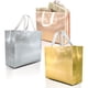 thumbnail image 1 of Juego de 15 bolsas de regalo de lujo con mezcla de colores: 5 bolsas de regalo reutilizables de oro rosa, 5 plateadas y 5 doradas con asas blancas, ideales como bolsas de regalo, 1 of 4