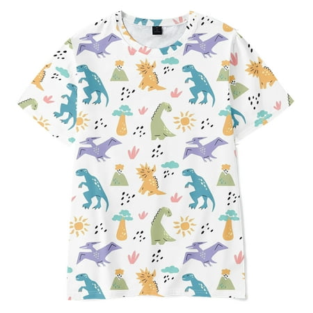 

Dinosaur Cartoon Kids T shirt Boys Girls Clothes Summer Children Cotton Short Sleeve T-Shirt(C08-Size 80)