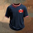 thumbnail image 2 of Arlun Men's Canadian Flag Printed Short-Sleeved T Shirts Classic Round Neck Short Sleeve Summer Sports Tops Loose Comfy Breathable Casual Tee for Everyday and Holiday Activities Navy XL, 2 of 3