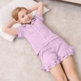 thumbnail image 4 of Aideaone Girls Satin Pajama Set Short Sleeve Button Down Silk Sleepwear 2 Piece Summer Loungewear for Child Girl 6-14Y, 4 of 6