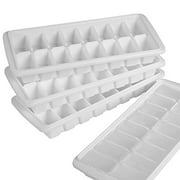 Easy Release White Ice Cube Tray Set - Durable Plastic Stackable Easy Twist 16 Cube Trays | Pack of 4 Ice Tray