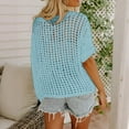 thumbnail image 6 of Yigetop Crochet Sweaters for Women, A Cutout High Cut Pullover on A Beach Smock Knitted Sweater for Ladies Open Knit Top Light Blue S, 6 of 10