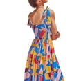 thumbnail image 5 of Women Printed Slip Dress, Adults Summer Sleeveless Tie Up Boat Neck Maxi One-piece, 5 of 10