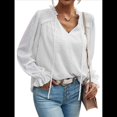 thumbnail image 2 of Blusa Informal de Verano para Mujer, con Lunares Suizos, Cuello en V, Larga, Holgada y Elegante, Ideal para Oficina. M, 2 of 10